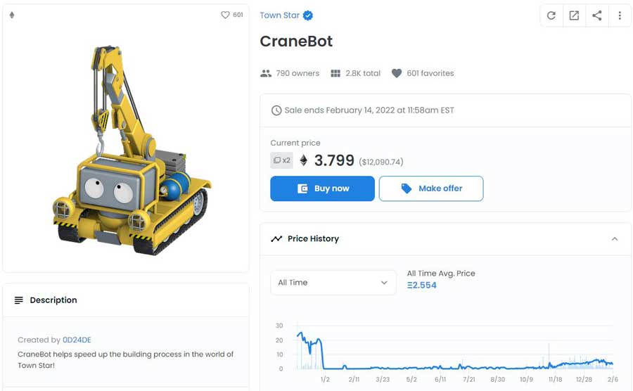 Cranebot page on Opensea